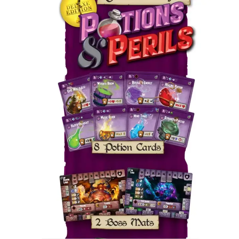Portada de Tiny Epic Dungeons: Potions & Peril Deluxe Kickstarter Promo