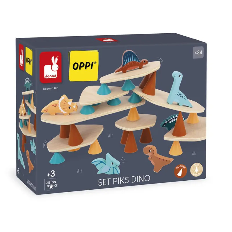 Portada de Juego de Equilibrio de Madera Piks Dino: Janod x OPPI