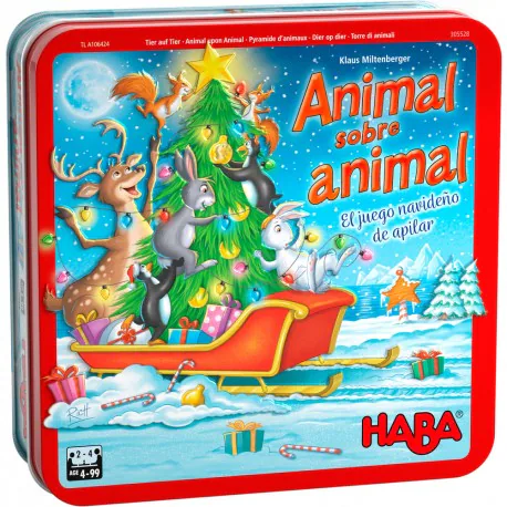 Portada de El juego navideño de apilar - Animal sobre animal