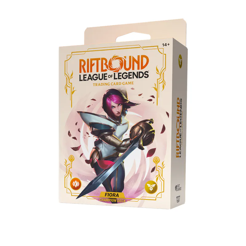 Portada de Riftbound Lol Tcg Spiritforged Champion Deck Fiora